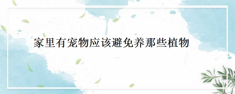 家里有宠物应该避免养那些植物